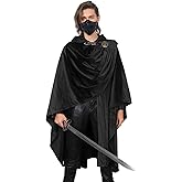 Joukavor Renaissance Cloak with Medieval Brooch - Ren Faire Hooded Cape for Halloween Cosplay Fantasy LARP