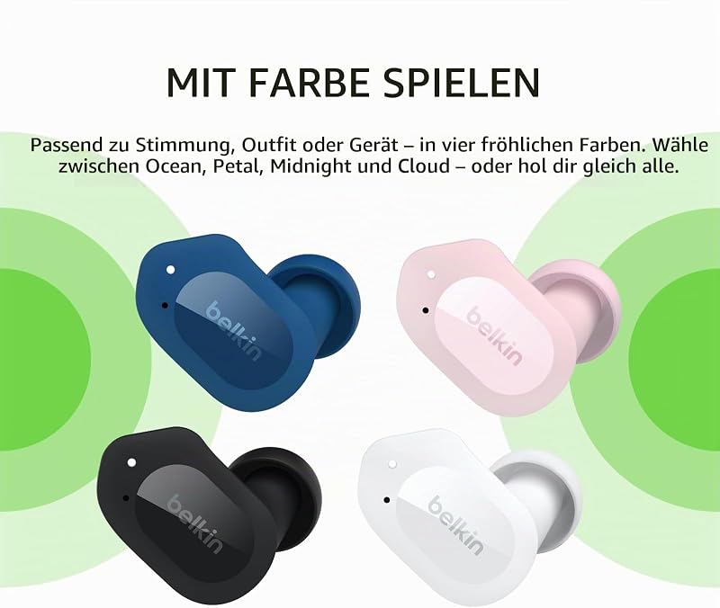 SOUNDFORM Play True Wireless In-Ear-Kopfhörer, 3 EQ-Voreinstellungen, schweiß-, spritzwasserfest, Schutzart IPX5, 38 Std. Betrieb für iPhone, Galaxy, Pixel usw.-Weiß, One Size, AUC005