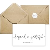 Thank You Cards Beyond Grateful Cards - Bulk Pack of 20 with Kraft Envelopes and Stickers, 4x6 Inch Professional Looking, Suitable for Business, Baby Shower, Wedding, Graduation, Bridal Shower
