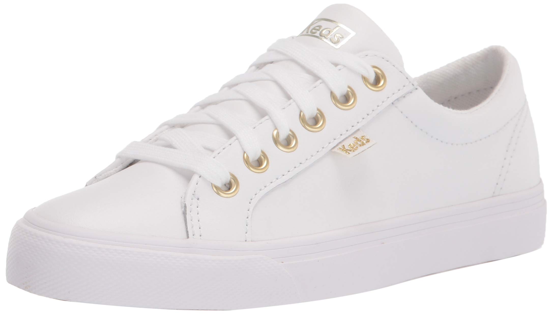 Keds Jump Kick Lace Up, Sneaker Womens, White Gold Leather, 5.5 Medium