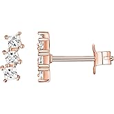 PAVOI 14K Gold Plated 925 Sterling Silver CZ Simulated Diamond Earrings | Dainty Geometric Shape Mini Bar Stud Earrings for Women