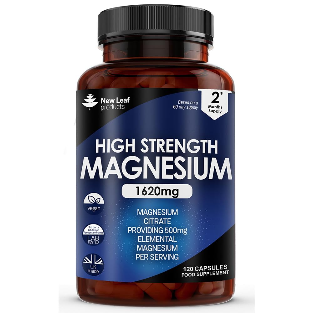 Magnesium Citrate Capsules 1620mg - Super Strength and High Absorption Magnesiums Supplements - with 500mg Elemental Vegan - Not Magnesium Tablets - Muscle & Sleep Support (Two Months Supply)