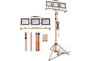 Upgraded 21000Lumen LED Work Lights with Stand - 3 Head Adjustable Work Light with 16FT Cord - IP66 Waterproof Tripod Worklig