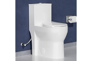 Miuara Compact Morden Skirted Tall Toilet 19 Inch for Seniors, One Piece Tornado Flush High Toilet for Small Bathroom, Comfort ADA Height Toliet, 18 Inch Bowl Height, Dual Flush 1.0/1.28 GPF, White