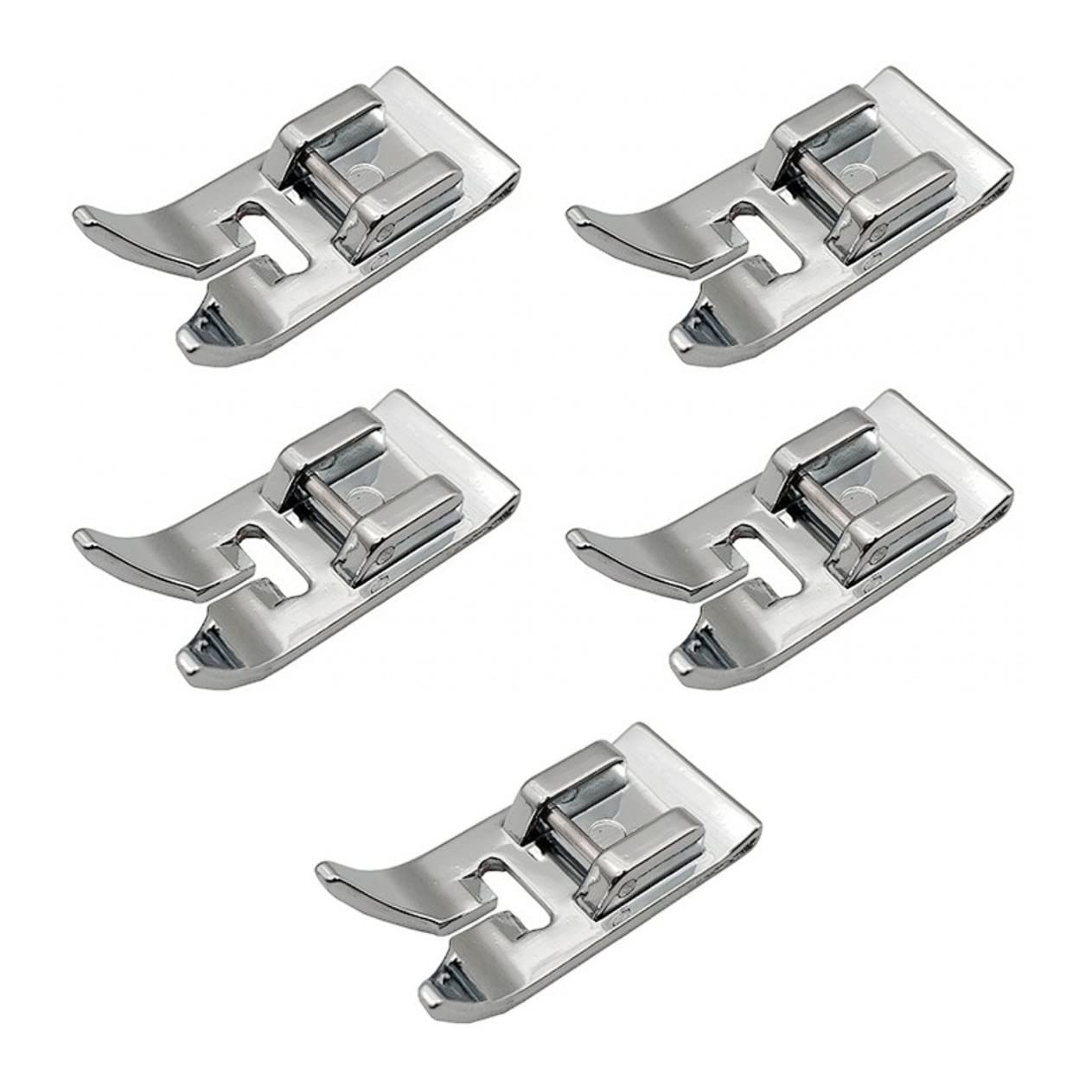 JZK 5pcs Sewing Machine Presser Foot, zipper feet, Straight Stitch Foot for Sewing Machine, Universal general purpose Zig Zag Foot for Domestic Sewing Machines,31x15mm