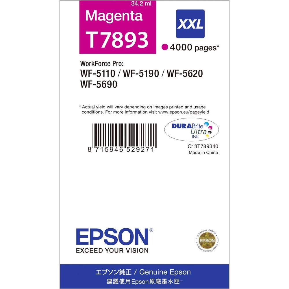 Epson T7893 Magenta Genuine, XXL High Yield Ink Cartridge DuraBrite Ultra
