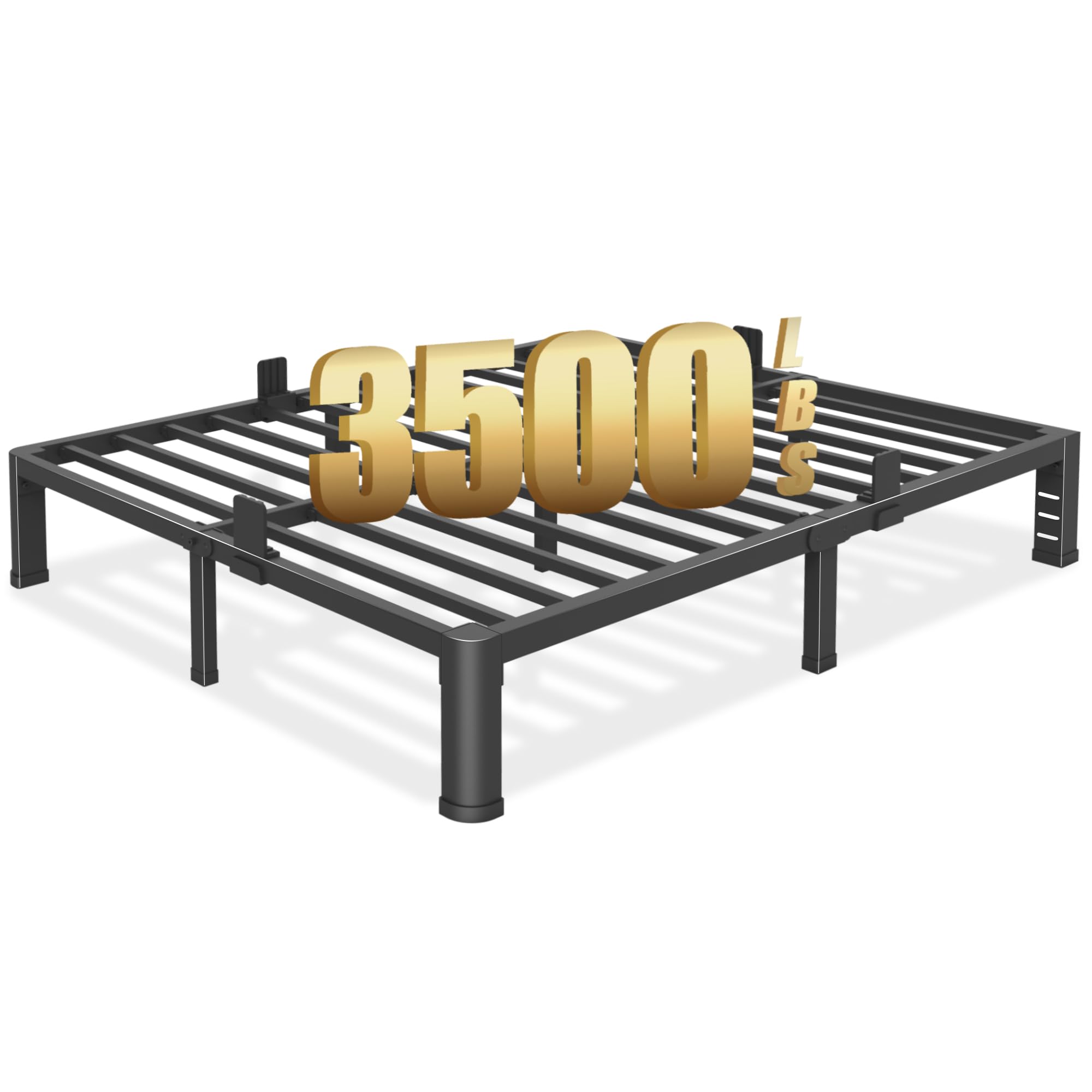 Photo 1 of 10 inch Queen Bed Frame with Round Corner Legs and Headboard Hole Mattress Slide Stopper Low Profile Heavy Duty Metal Platform,Steel Slats Support,No Box Spring Needed,Easy Assembly,Noise Free
