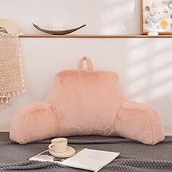 Holawakaka Large Faux Fur Bed Rest Pillow with