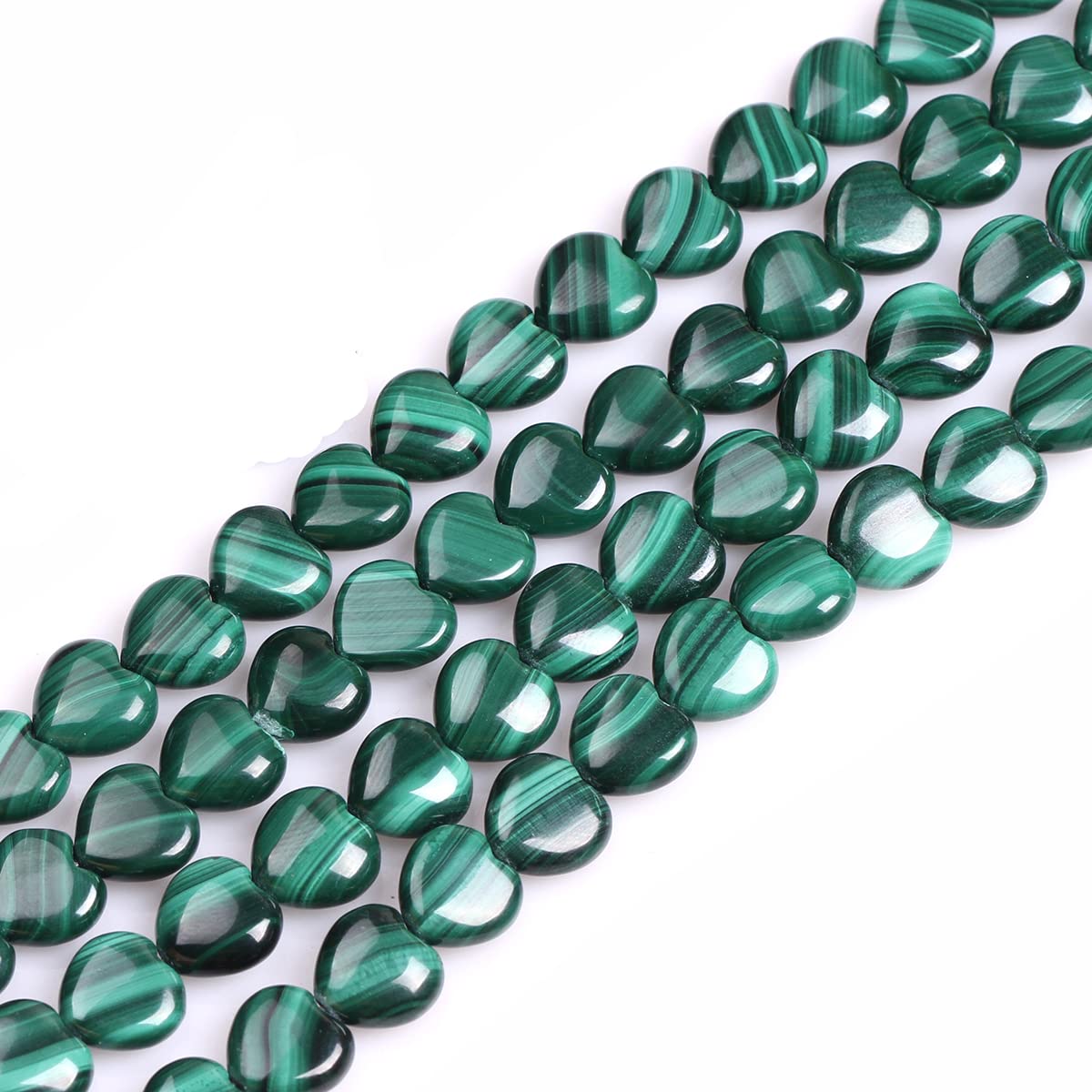 Sweet & Happy Girl's Store 10mm Heart Gemstone Grade A Malachite Beads Strand 15 Inch Jewellery Making Beads
