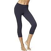 HUE Women's Wide Waistband Blackout Cotton Capri Leggings, Assorted