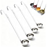 Markeny 4 Pieces Stainless Steel Soup Ladle Metal Handle Ladle with Pouring Rim,1oz/2oz/3oz/4oz Set Ladles for Cooking Soup Sauce