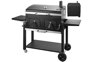Charcoal Grill Outdoor BBQ Grill, Extra Large Cooking Area 794 Square Inches with Two Individual & Adjustable Charcoal Tray, Foldable Side Tables for Outdoor Cooking Backyard Camping Picnics By DNKMOR