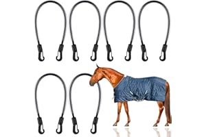 6 Packs Horse Blanket Leg Straps Elastic Horse Blanket Straps Replacement with Ended Clips, Adjustable Length 20 to 30 Inches