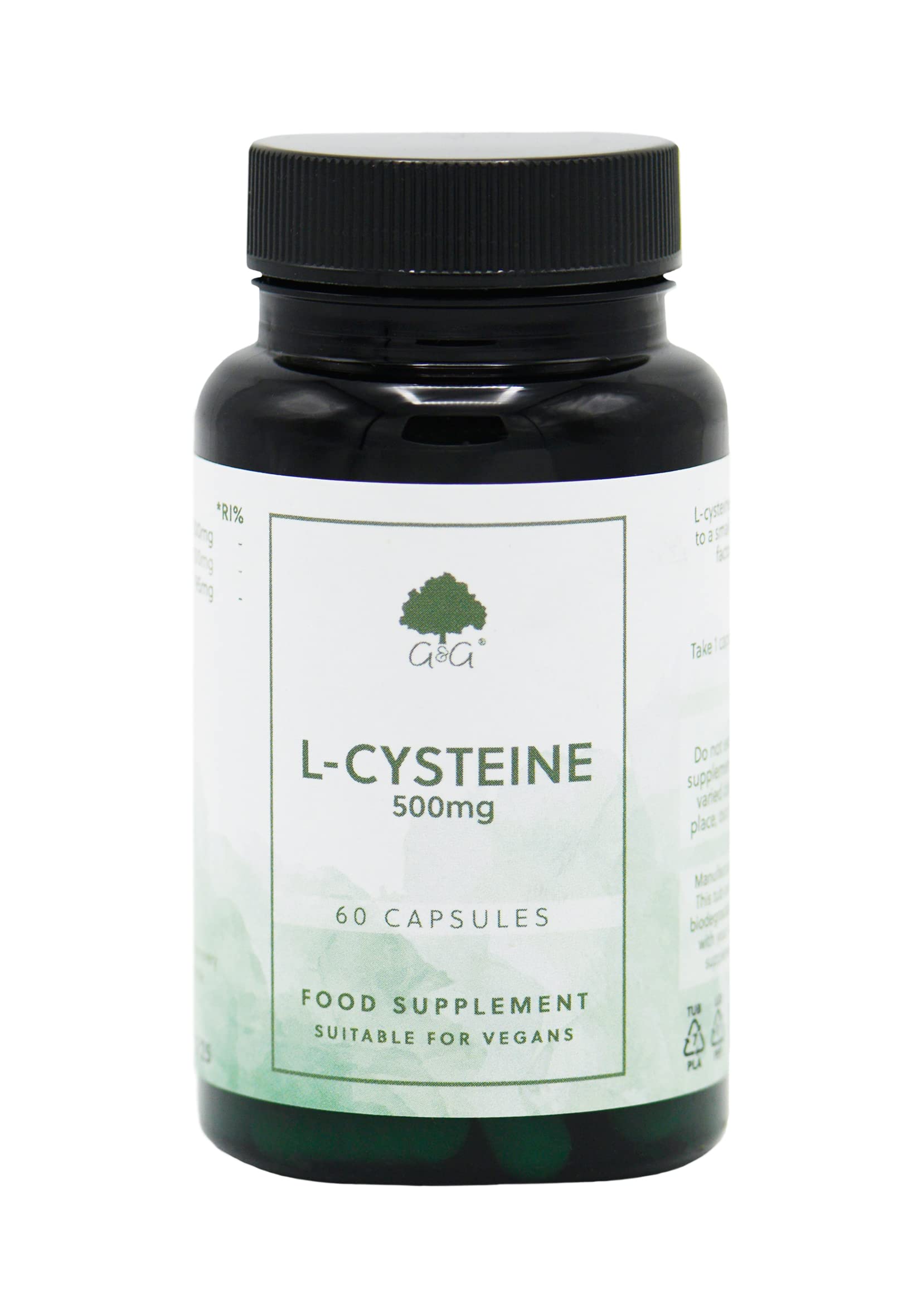 L-Cysteine Capsules | 500mg L-Cysteine per Capsule | Individual Amino Acid | 120 Vegan Capsules | G&G Vitamins