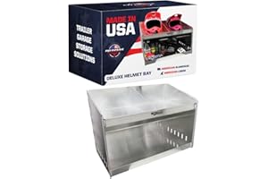 Pit Posse 611 Deluxe Dual Helmet Bay Shelf Holder Aluminum Enclosed Race Trailer Shop Garage Storage Organizer-Made in USA (Silver)