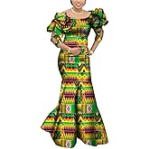 Fashion Robe Africaine Femme Elegant Maxi Long Dresses African Ankara Print Mermaid Dresses Dashiki Evening Gowns