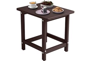 BIVODA HDPE Outdoor Patio Side Table, Adirondack Table (18.9x15x17.9in | Weatherproof | Plastic | for Outside, Front Porch, Deck, Poolside, Balcony | 10+ Years of Lifespan) - Coffee