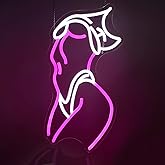 Lady Neon Signs Neon Signs for Wall Decor Pink White LED Light Sign for Preppy Room Decor Light Up Sign for Birthday Party Decoration USB Powered