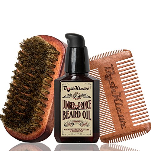 Lumber Prince Beard Oil, 4Klawz Pocket Beard Comb & BoarKlawz Beard Boar Brush Gift Set Beard Care Kit Grooming Bundle Set