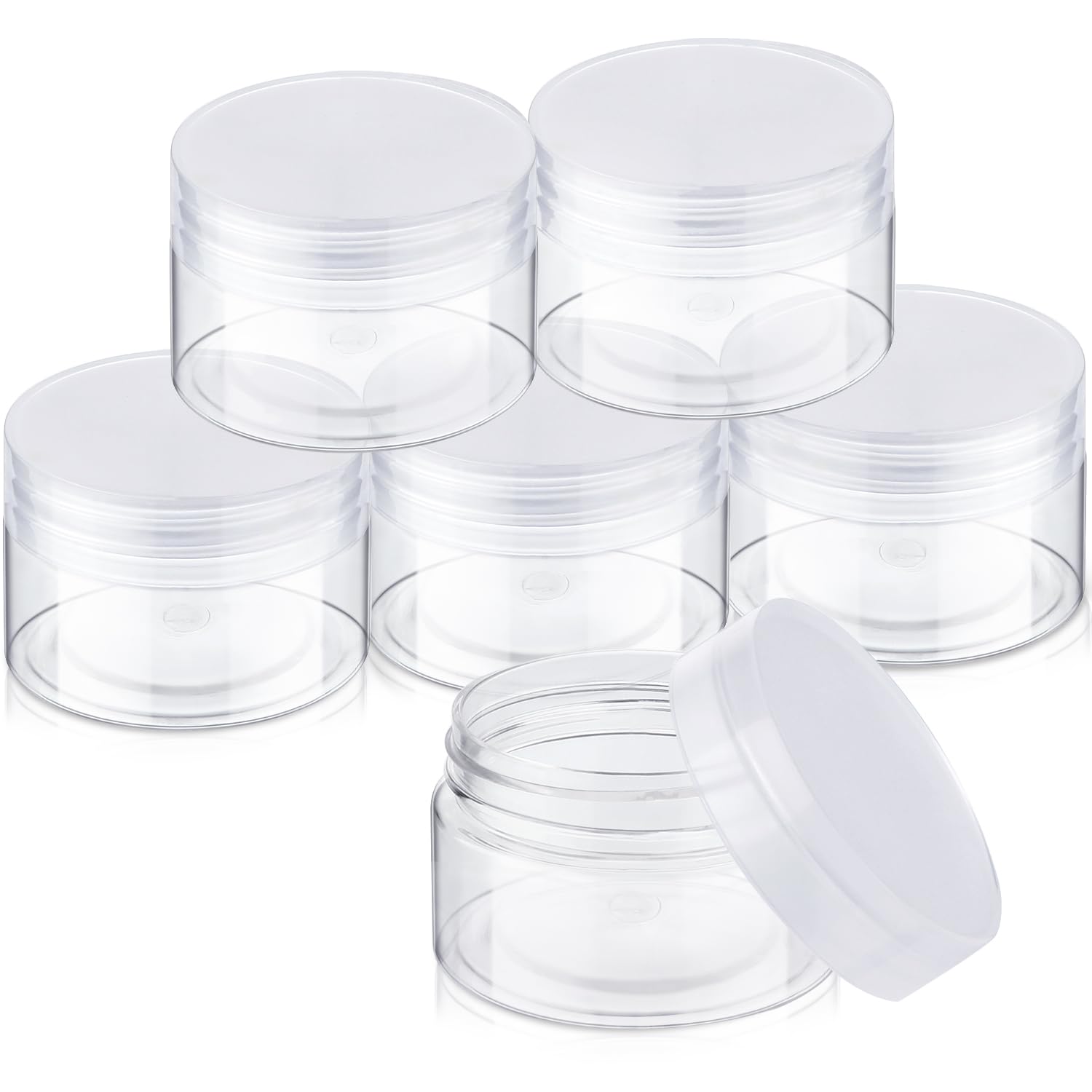 6 Pack Plastic Pot Jars Round Clear Leak Proof Plastic Container Jars with Lid for Travel Storage, Eye Shadow, Nails, Paint, Jewelry (4 oz, Clear)