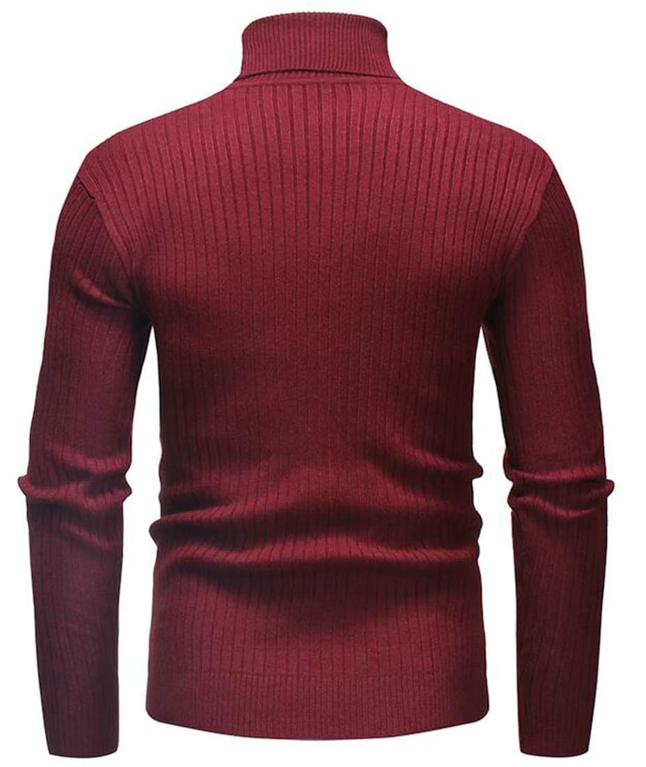 GloryA Mens Knitted Pullover Turtleneck 