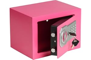 Yuanshikj 0.2 Cubic Feet Electronic Keypad Security Safe Lock Box Steel Digital Deposit for Home Office Hotel Business Cash Jewelry Storage (PINK, 0.2 CF)