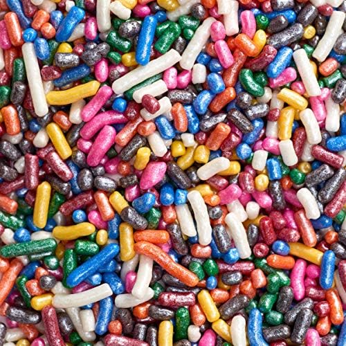 National Cake Supply Shimmer Rainbow Jimmies Edible Sprinkles - 3.2 oz - Packaged in a food approved heat sealed bag