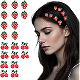 20pcs Mini Cute Strawberry Hair Clips Hair Pins For Women Small Cherry Hair Barrettes Fruit Hair Claw Clips Hair Accessories For Girls