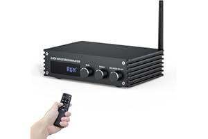 Inwa Bluetooth Audio Stereo Amplifier, 200W Dual Channel Mini Hi-Fi Stereo Receiver, 2.0CH Power Amp w/HDMI(ARC), Opt, Coax, USB, RCA for Home Speakers 100W x 2 with LED Display, Bass/Treble Control