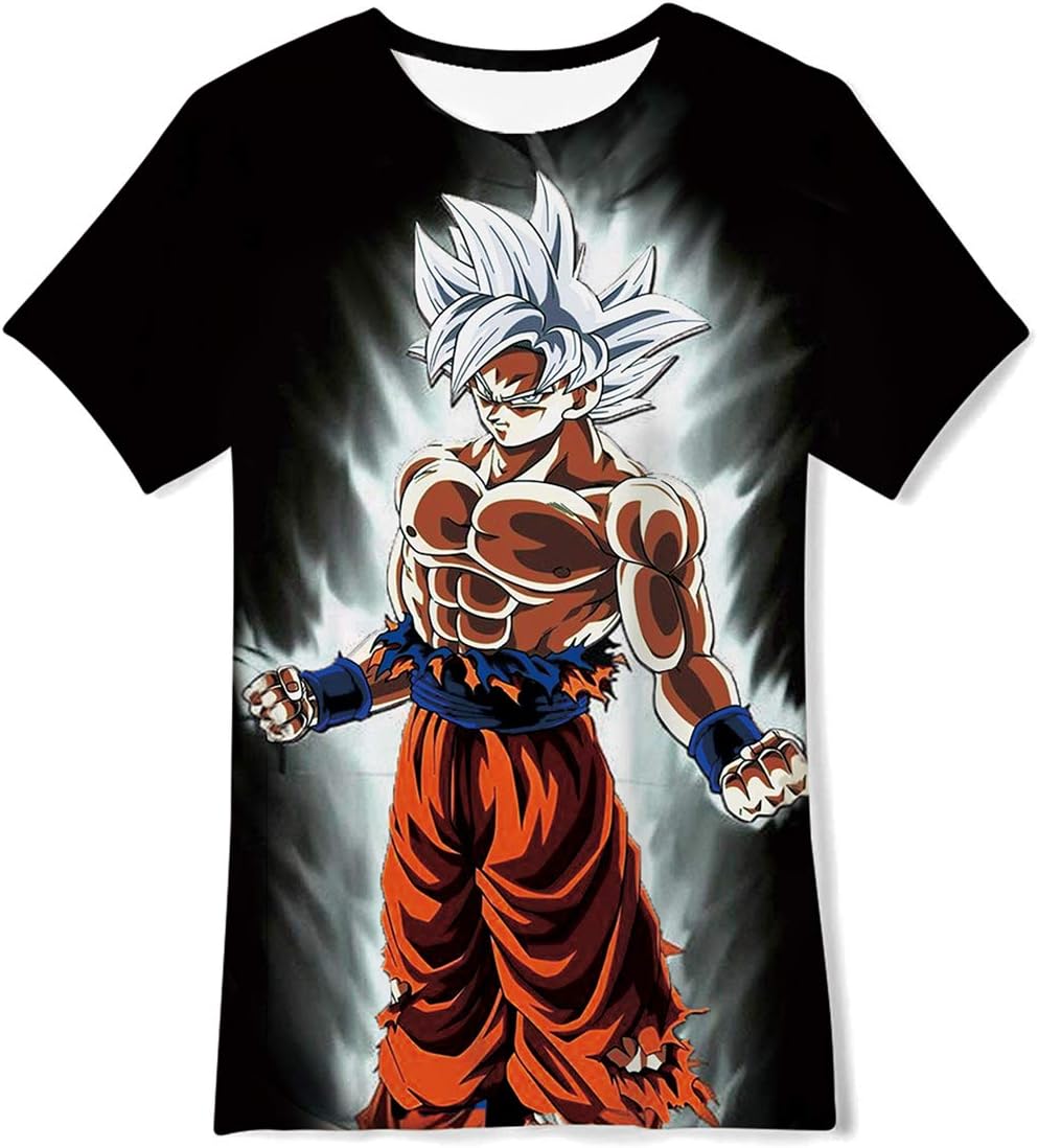 OPCOLV Boys' Girls Dragon Ball z Shirt Cool Goku Graphic Short Sleeve T-Shirts 3D DBZ Anime Print Tee Tops 6-16 Years
