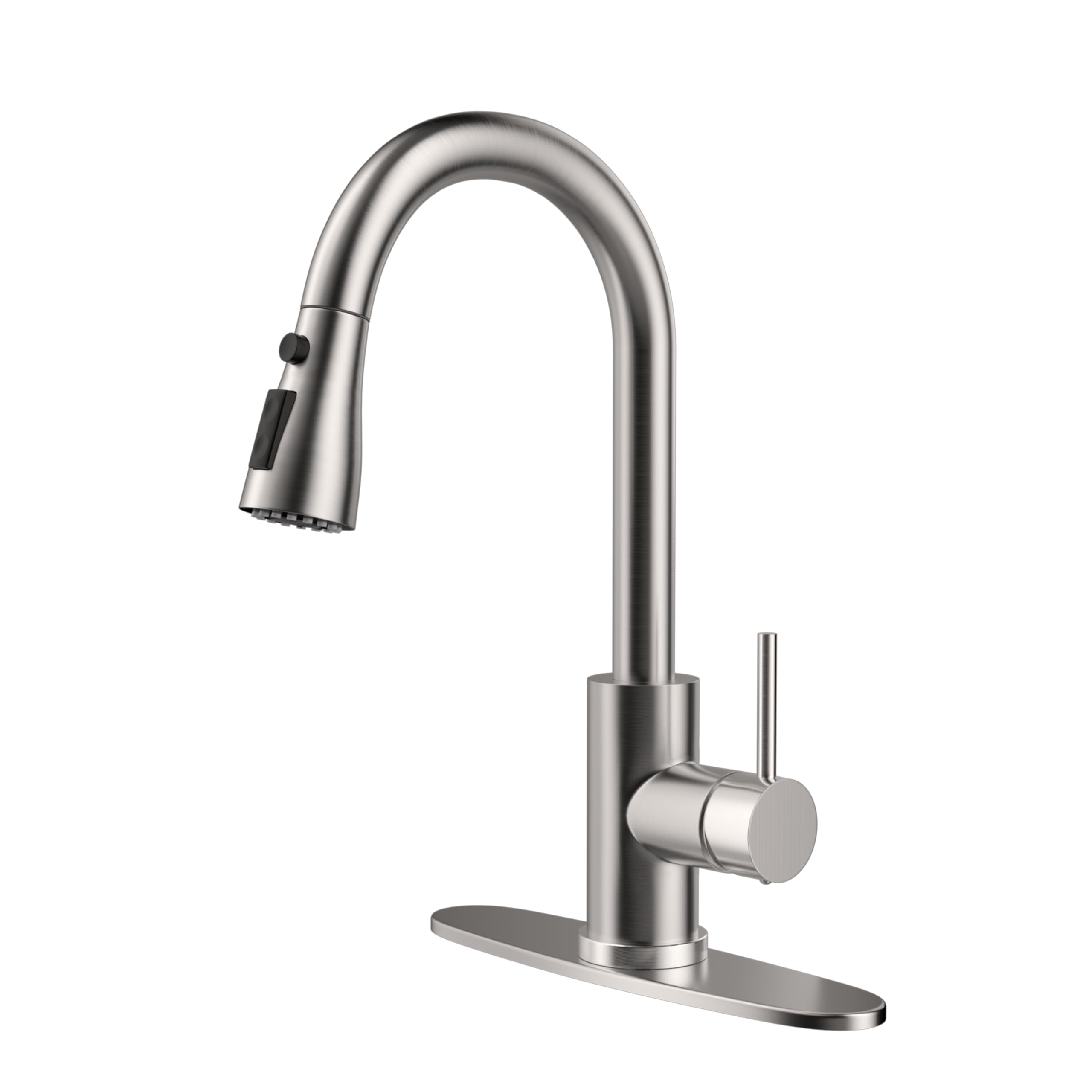 Photo 1 of *MINOR DAMAGE - USED*
HANGE Kitchen Faucet with Pull Down Sprayer,Brushed Nickel Kitchen Sink Faucet 1-3 Hole Single Handle High Arc Stainless Steel Commercial Modern Kitchen Faucets for RV,Laundry,Bar,Utility,Farmhouse