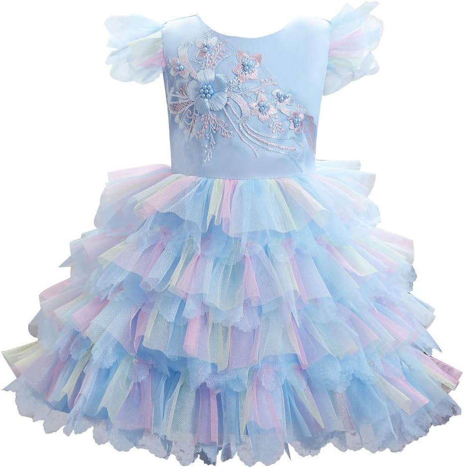 024 Months Baby Flower Girl Dress Kids Ruffles Lace Party Wedding