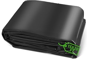 LYASILYHS Pond Liner 15x20FT, Thick Reinforced PE Material - Tear & Puncture Resistant, Fish Safe & UV Proof for Koi Ponds, Water Gardens, Streams, and Outdoor Waterfalls