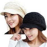 HINDAWI Women Winter Warm Knit Hat Wool Snow Ski Caps with Visor