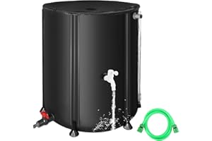 FAMIROSA 50 Gallon / 200L Collapsible Rain Barrel, Foldable PVC Rain Barrels to Collect Rainwater from Gutter, Portable Water Storage Tank Container with Hose Spigot, Water Catcher Collector Black