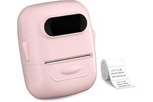 BROKSILENT P50 Label Maker 2 Inch Bluetooth Thermal Label Printer for Barcode, Address, Labeling, Logo, Small Business, Clothing, Jewelry, Retail, Mailing, Office, Support with Phones&PC, with 1 Label-Pink