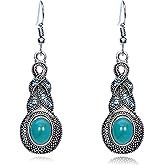 Handmade Teardrop Turquoise Earrings for Women Unique Vintage Boho Ethnic Palance Aztec Turquoise Earrings Delicate Bohemian Western Dangle Drop Statement Earrings Jewelry Gifts