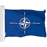 G128 North Atlantic Treaty Org NATO Flag | 3x5 Ft | LiteWeave Pro Series Printed 150D Polyester | Indoor/Outdoor, Vibrant Colors, Brass Grommets, Thicker and More Durable Than 100D 75D Polyester