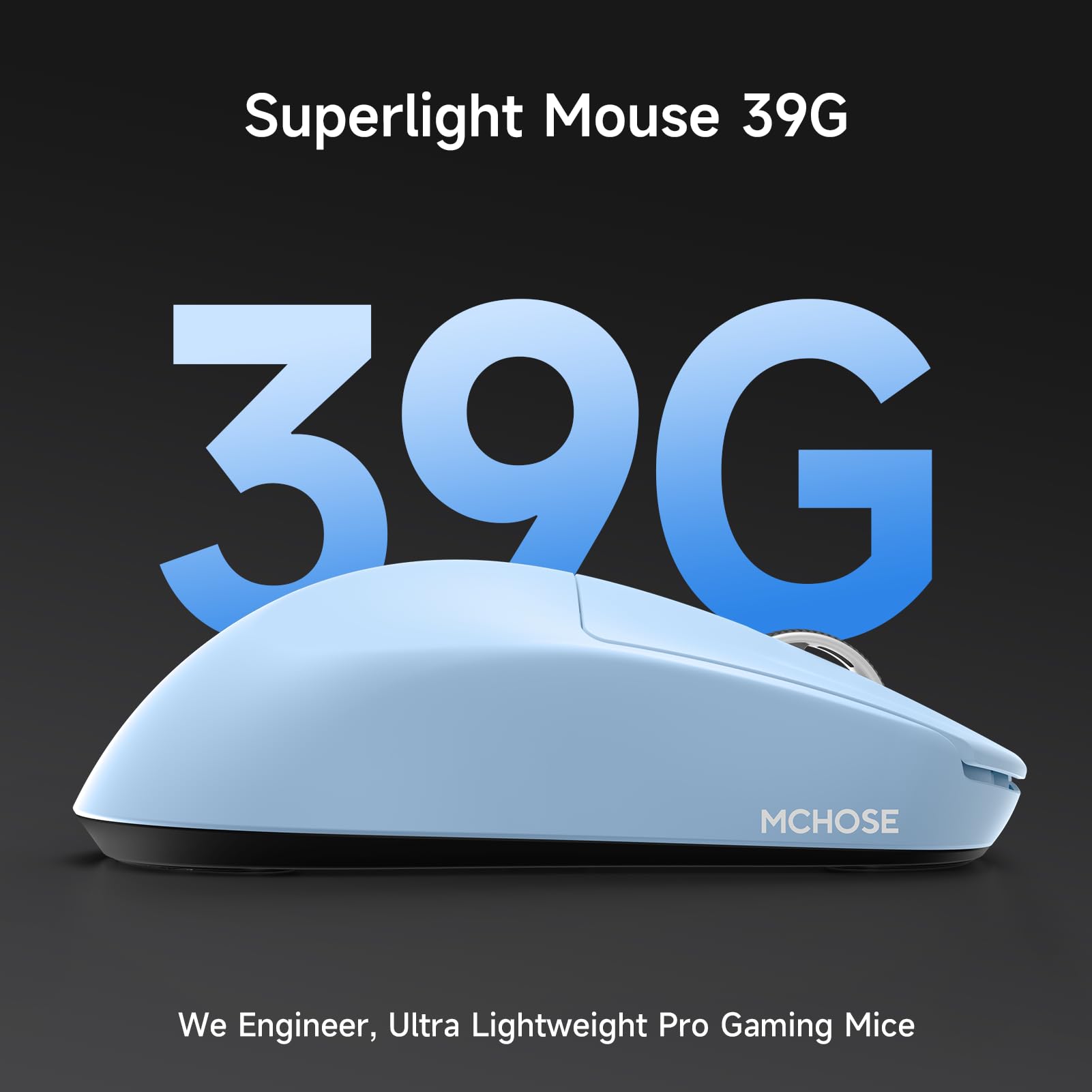 MCHOSE L7 Ultra Topspeed Wireless Gaming Mouse with PAW3950 42K Sensor, 46g Super Lightweight, OMR Optical Switches, 8000KHz Polling Rate, 2.4GHz/BT/Wired Tri-Mode, 8 Programmable Controls (Blue)