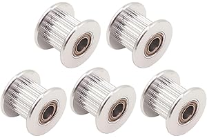 WINSINN GT2 Idler Pulley - 20 Teeth, 5mm Bore, for 10mm Width Timing Belt, Aluminum - Ideal for 3D Printers, CNC Machines (5-Pack)