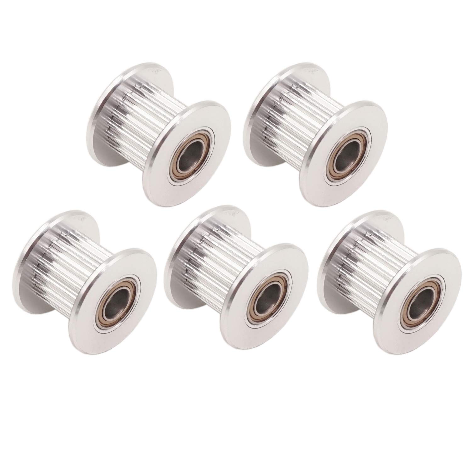WINSINN GT2 Idler Pulley 20 Teeth 5mm Bore 10mm width Timing Pulley Wheel Aluminum For 3D Printer (Pack of 5Pcs)