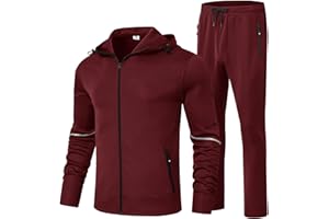 BGOWATU Men's Tracksuits Set Full Zip Jacket Hoodie Sweatsuit Running Sport Pants Outfits for Men with Zipper Pockets