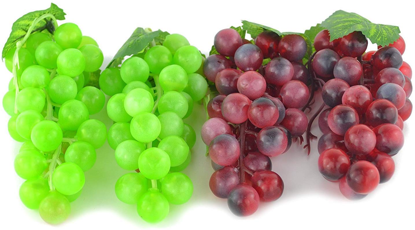 Hexint 4 Bunches of Fake Grape Fruit Simulation Lifelike Artificial Grapes Christmas Home Kitchen Wedding Party Decoration Green