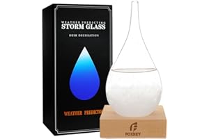 F FOXKEY Storm Glass Weather Predictor, Teardrop-Shaped Weather Globe Home/Office Desktop Decoration, Christmas Decor Snow Globe Weather Forecast Station, Unique Christmas Gift