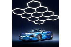 Litezone Hexagon Garage Lights: 329W 11 Grids Hexagon LED Lights - Easy Install 6500K Super Bright Honeycomb Lights Ceiling for Garage, Warehouse, Car Detailing Shop, Exhibition Hall, Gym