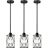 Osimir Glass Pendant Lights Kitchen Island 3 Pack, Black Kitchen Pendant Lighting Over Island with Rod, Modern Mini Hanging L