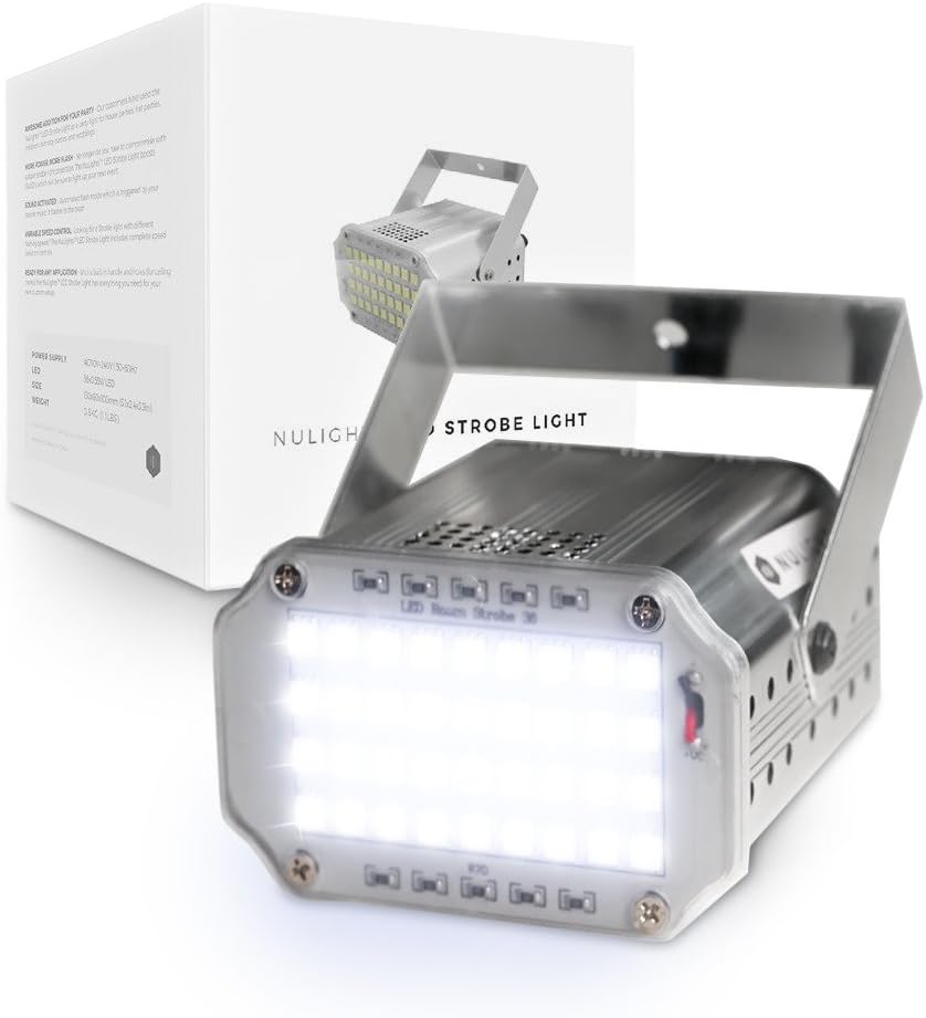 LED Strobe Light by NuLights - Strobe Flash Party Lights - 100% RISK FREE! Best for Birthdays, DJ/Disco Parties & Children's Parties - Mini Strobe Light with 36 LEDs, Sound Activated, Variable Speed