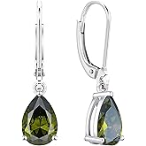 YL 925 Sterling Silver Teardrop Dangle Drop Earrings for Women 7x10 MM Solitaire Birthstone Leverback Jewelry