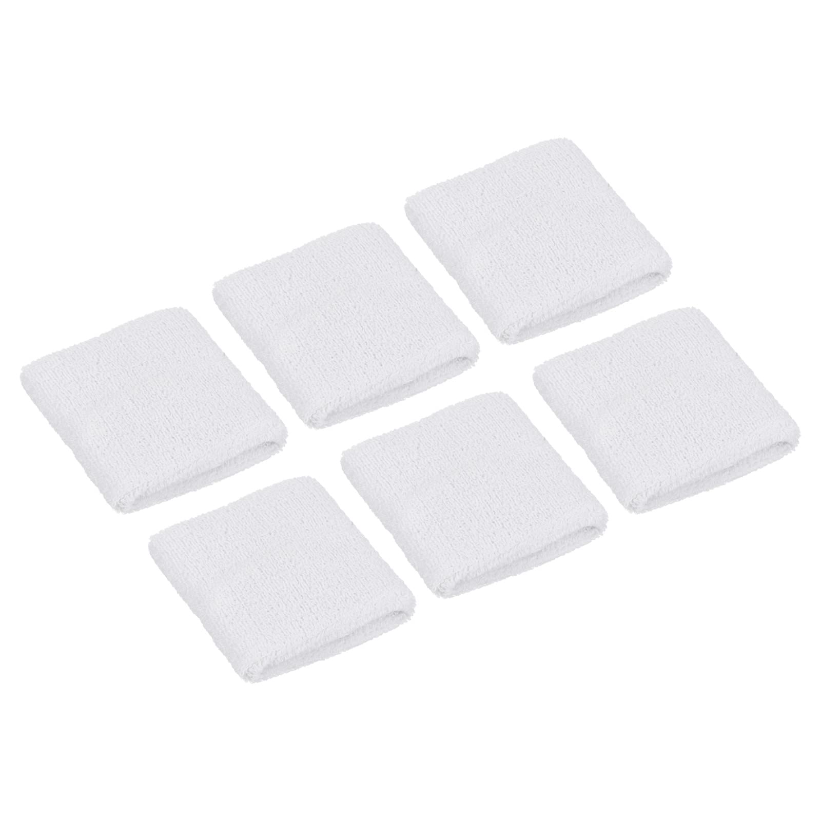 PATIKIL Sports Wristbands 8x8cm, 6 Pack Cotton Terry Cloth Absorbent Sweatband for Tennis Basketball Working Out Athletic Running, White