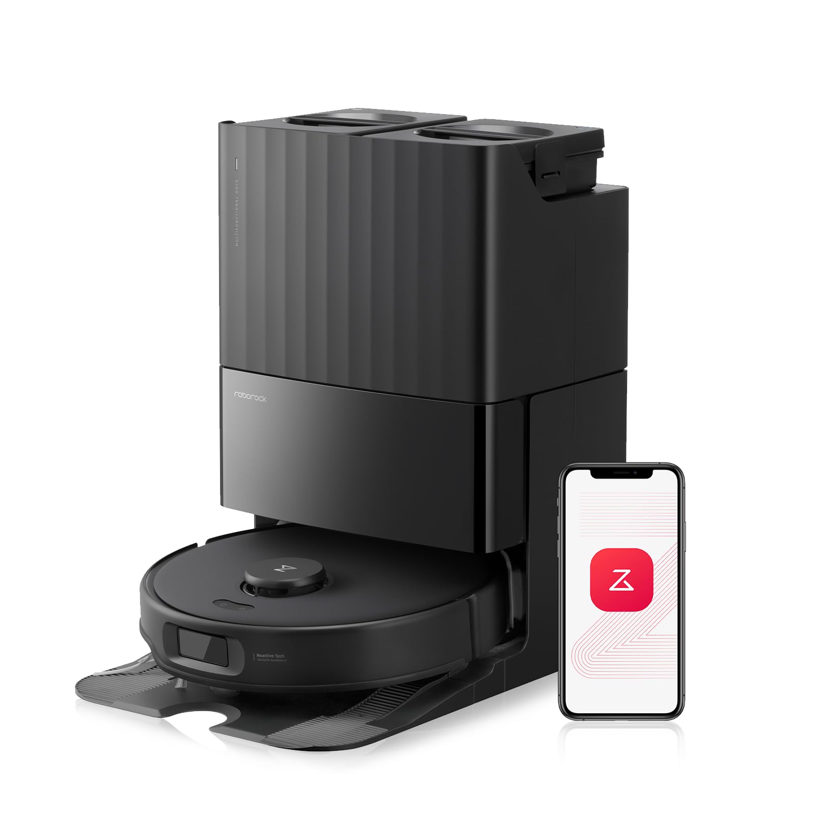 Roborock Qrevo Edge S5A Robot Aspirador y Trapeador, 18.500Pa, Cero Enredos, Cepillo Principal DuoDivide, Cepillo Lateral FlexiArm, Lavado y Autolimpieza de Trapeador con Agua Caliente, Secado con Aire Caliente, Autovaciante, Negro